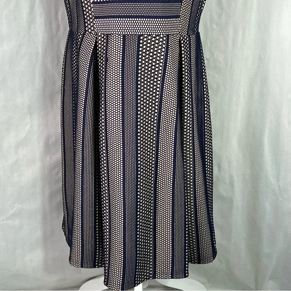 Monteau Blue Overlay Tan Lining Sleeveless Fit & Flare Dress Plus Size XXL - Picture 3 of 11